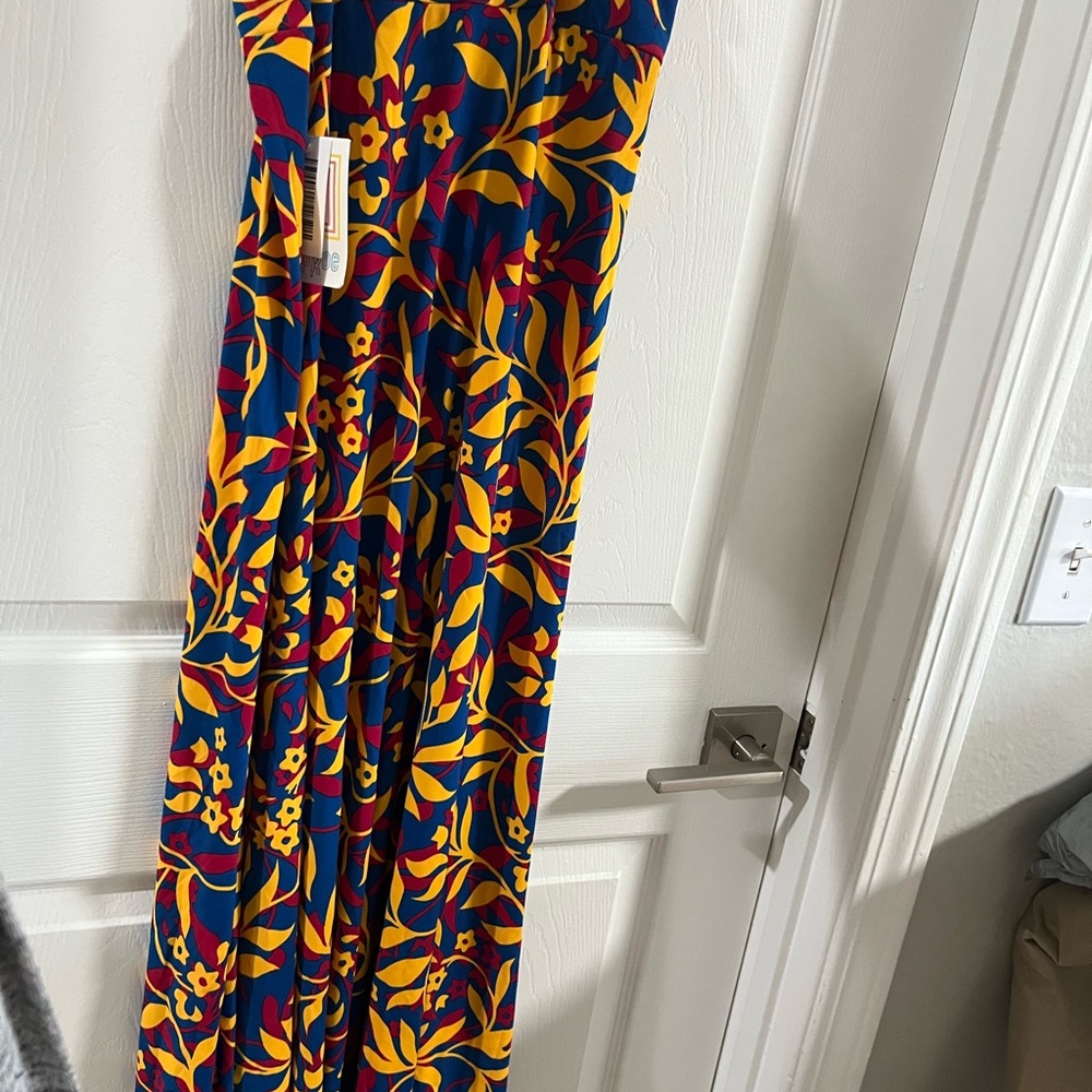 LuLaRoe Blue, Red, and Yellow Floral Maxi Skirt - Large